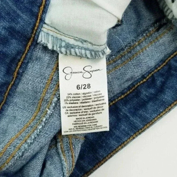 Jessica Simpson Size 6/28 Women's Rolled Crop Skinny Blue Denim Jeans Size 28X27 - Picture 9 of 11